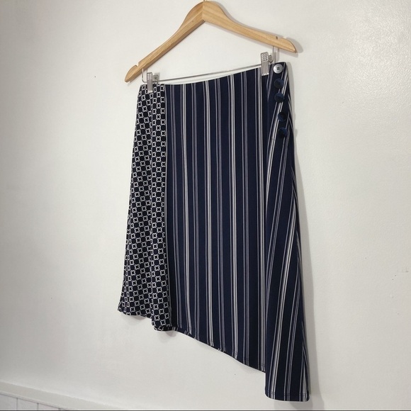 Laura Petites Navy & White Stripe Asymmetric Skirt Size M - Picture 12 of 12